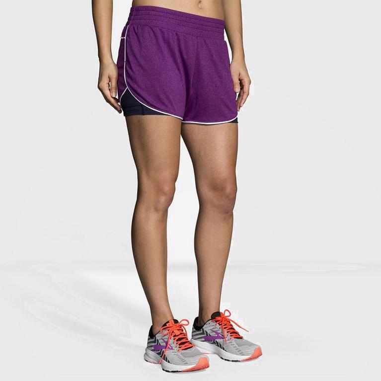 Brooks Rep 3 2-In-1 Mujer Pantalones Cortos - Morados (8195TSMGU)